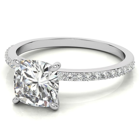 2.0Ct-7.5mm Cushion Moissanite Engagement Ring - Picture 4 of 9